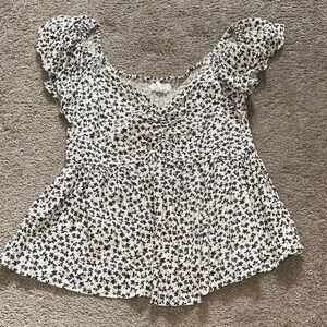 Elegant Black and White Floral Blouse